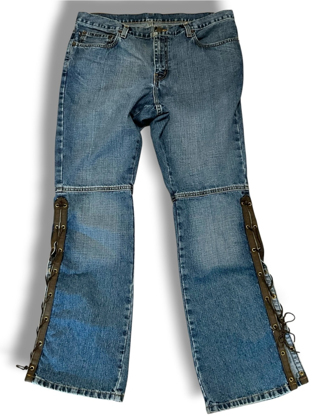Vintage Ralph Lauren RL Rocker Jeans Rawhide Half Side Ties Flare Size 14